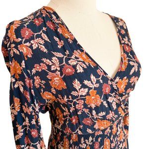 70s Style Floral Midi Dress • Size Medium